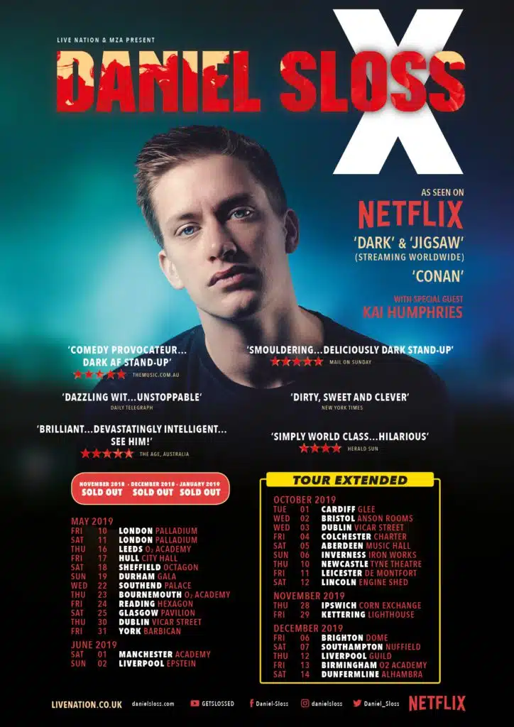2019 Tour Daniel Sloss UK Tour Poster